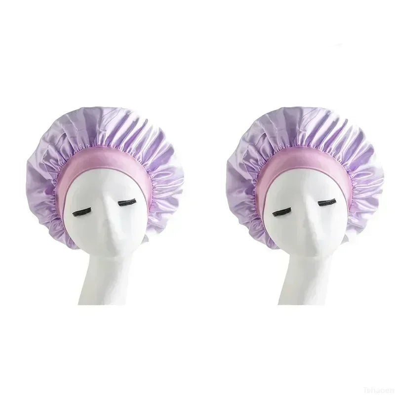 Touca de Cetim Dupla Camada para Dormir e Banho | Elástica e Confortável para Cabelos Cacheados, Lisos ou Crespos 🌙💆‍♀️